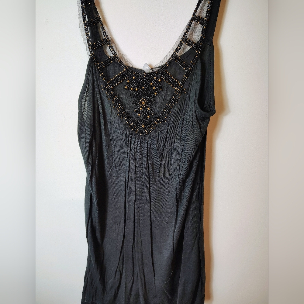 Charlotte Russe black beaded tank women's medium